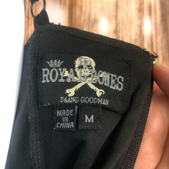 Royal Bones By Tripp Black Flocked Skull Dress - Picture 7 of 14